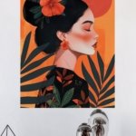 Hibiscus Sunset Portrait metal wall art print, view 4