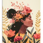 Floral Crown Portrait metal wall art print