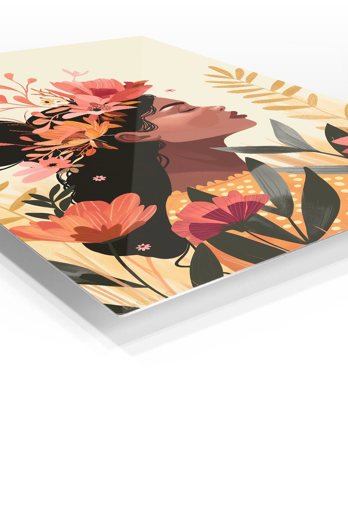 Floral Crown Portrait metal wall art print, view 2