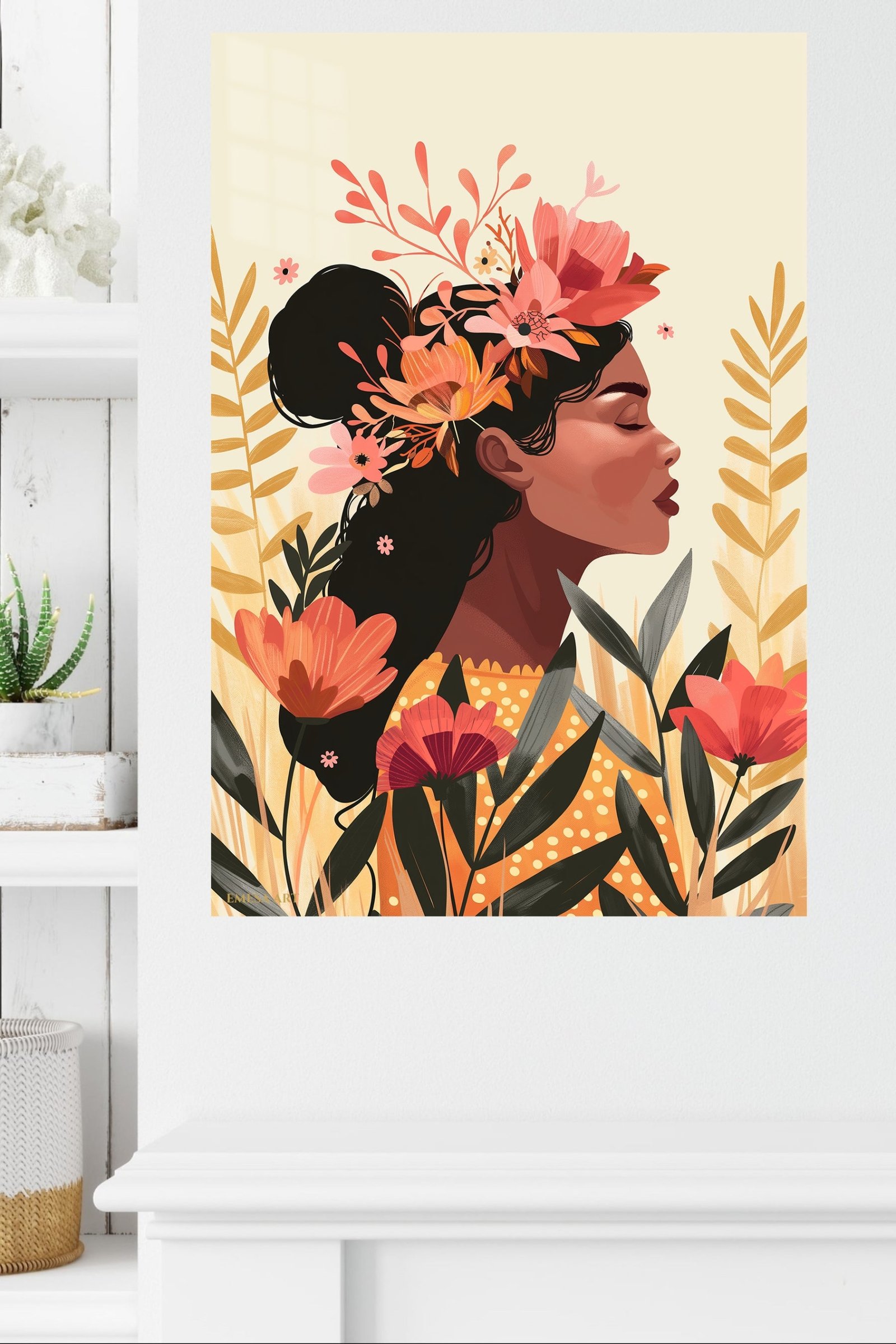 Floral Crown Portrait metal wall art print, view 4