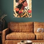 Floral Crown Portrait metal wall art print, view 5