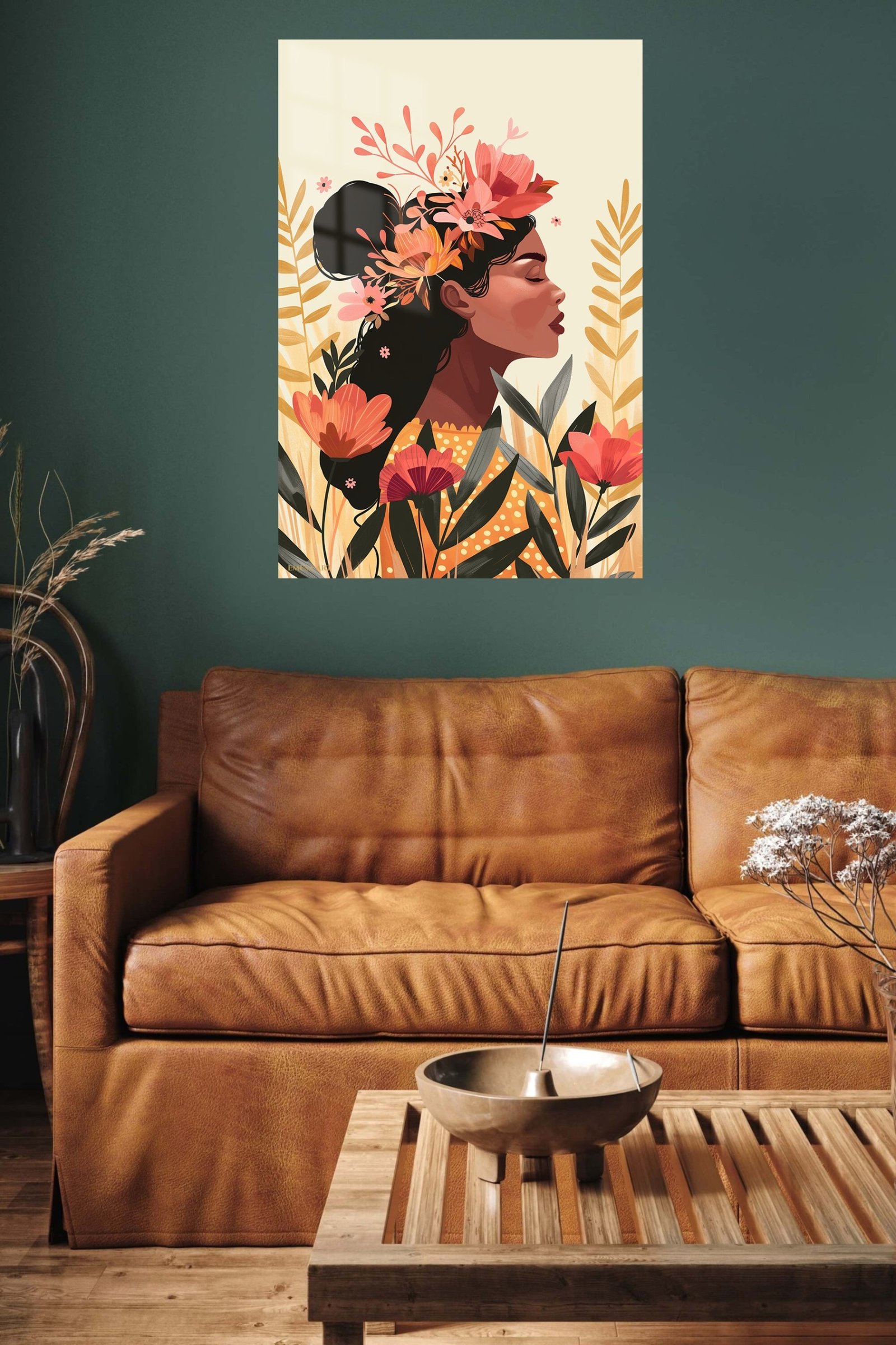 Floral Crown Portrait metal wall art print, view 5
