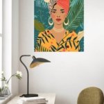 Tropical Woman With Coral Headwrap metal wall art print, view 5