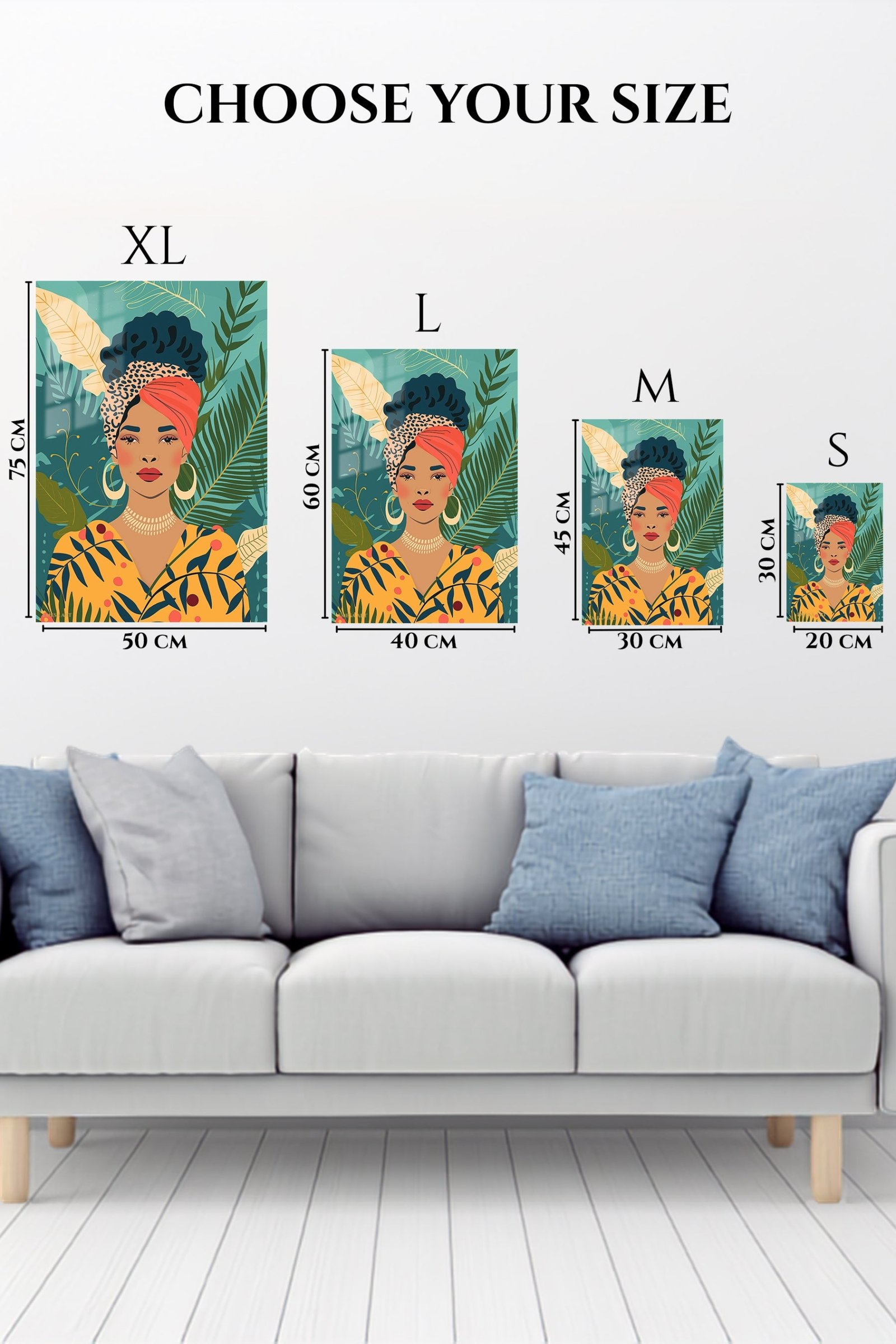 Tropical Woman With Coral Headwrap metal wall art print, view 6