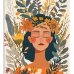 Blooming Boho Portrait metal wall art print