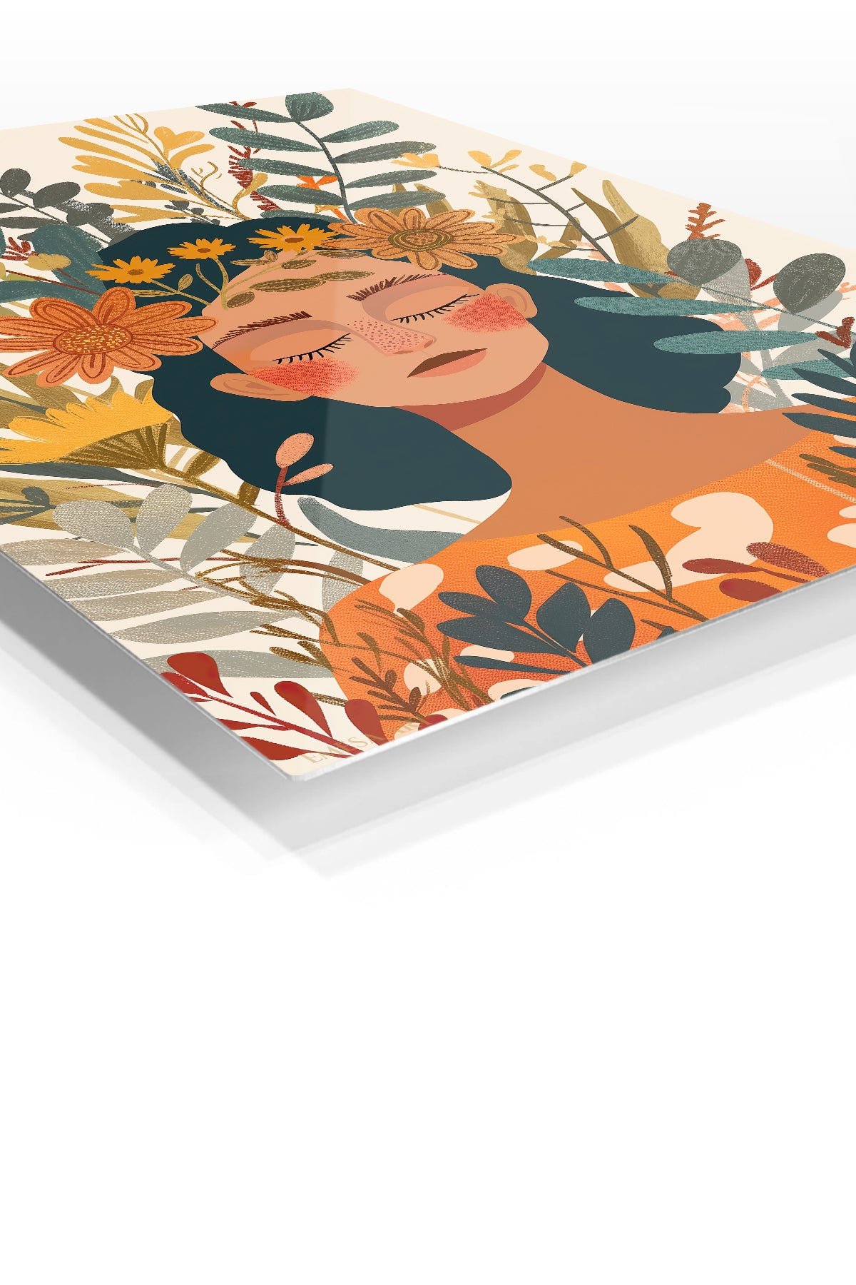 Blooming Boho Portrait metal wall art print, view 2