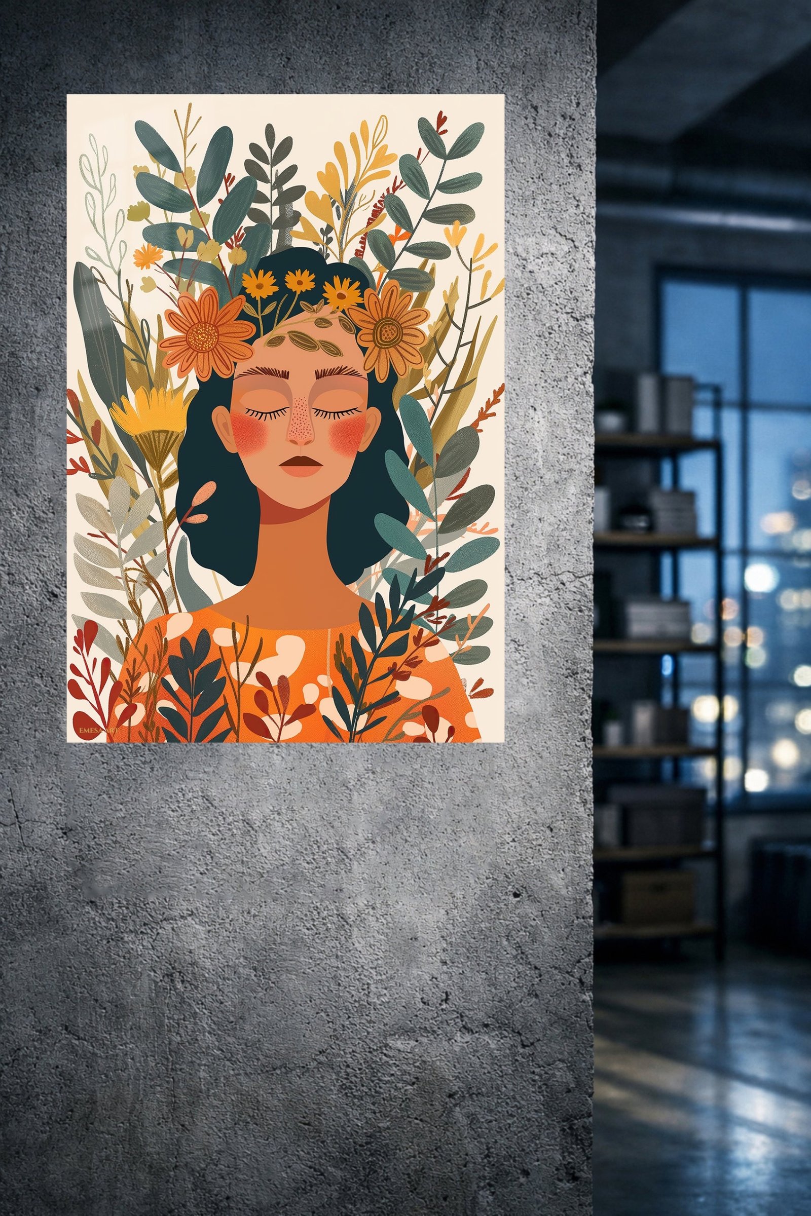 Blooming Boho Portrait metal wall art print, view 4