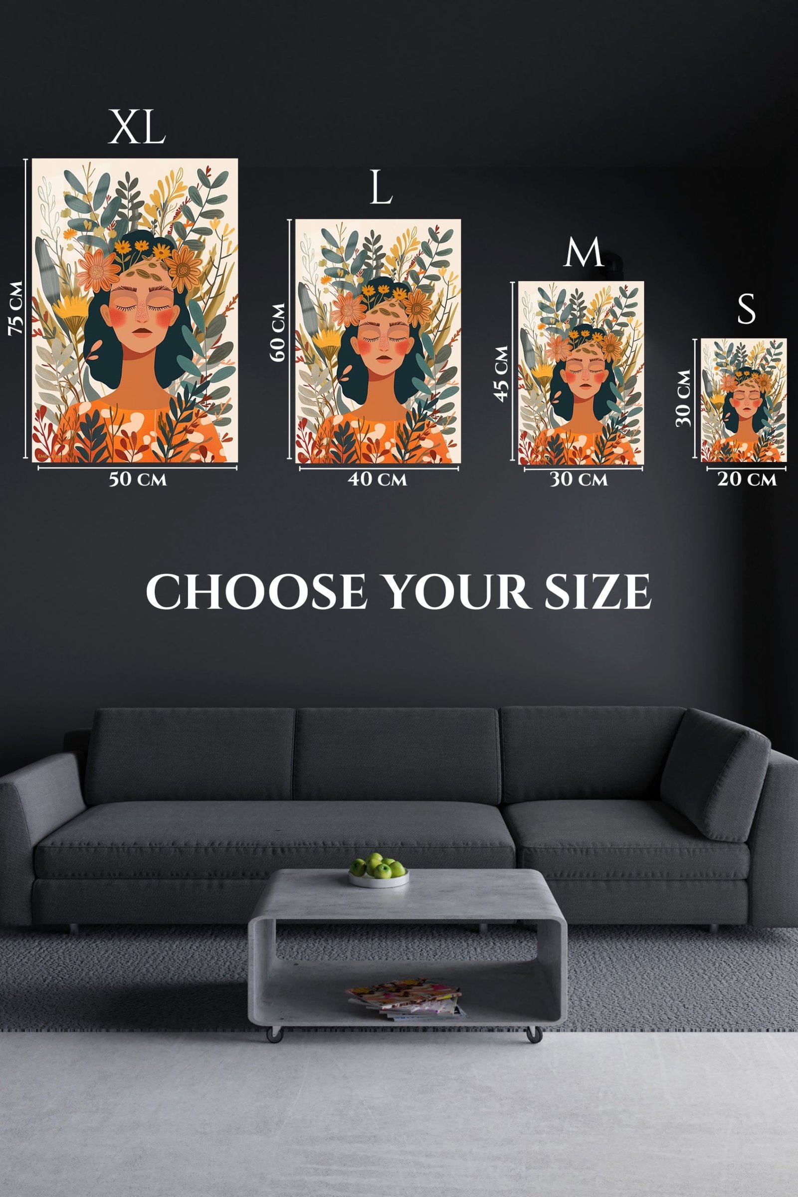 Blooming Boho Portrait metal wall art print, view 6