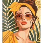 Tropical Muse In Amber metal wall art print
