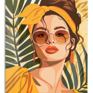 Tropical Muse In Amber metal wall art print