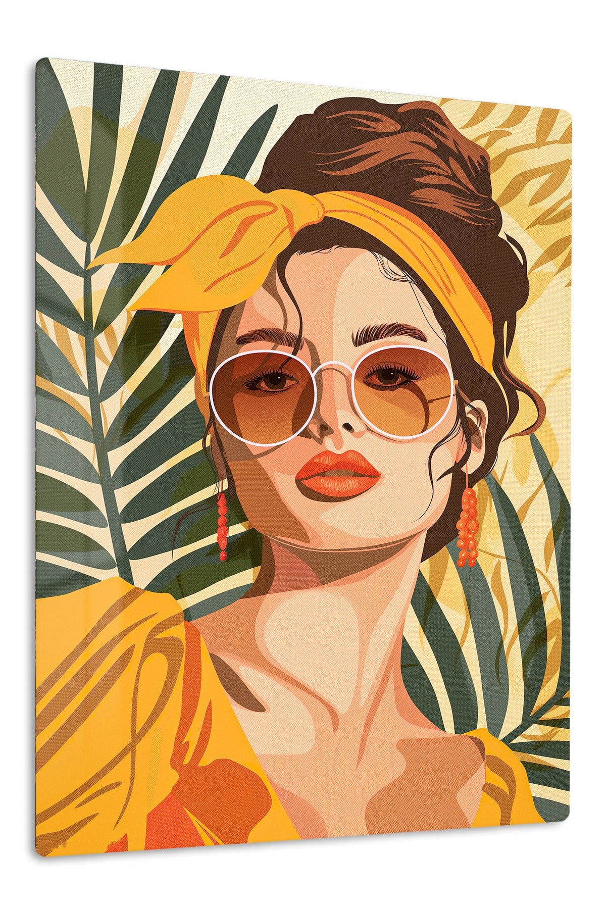 Tropical Muse In Amber metal wall art print
