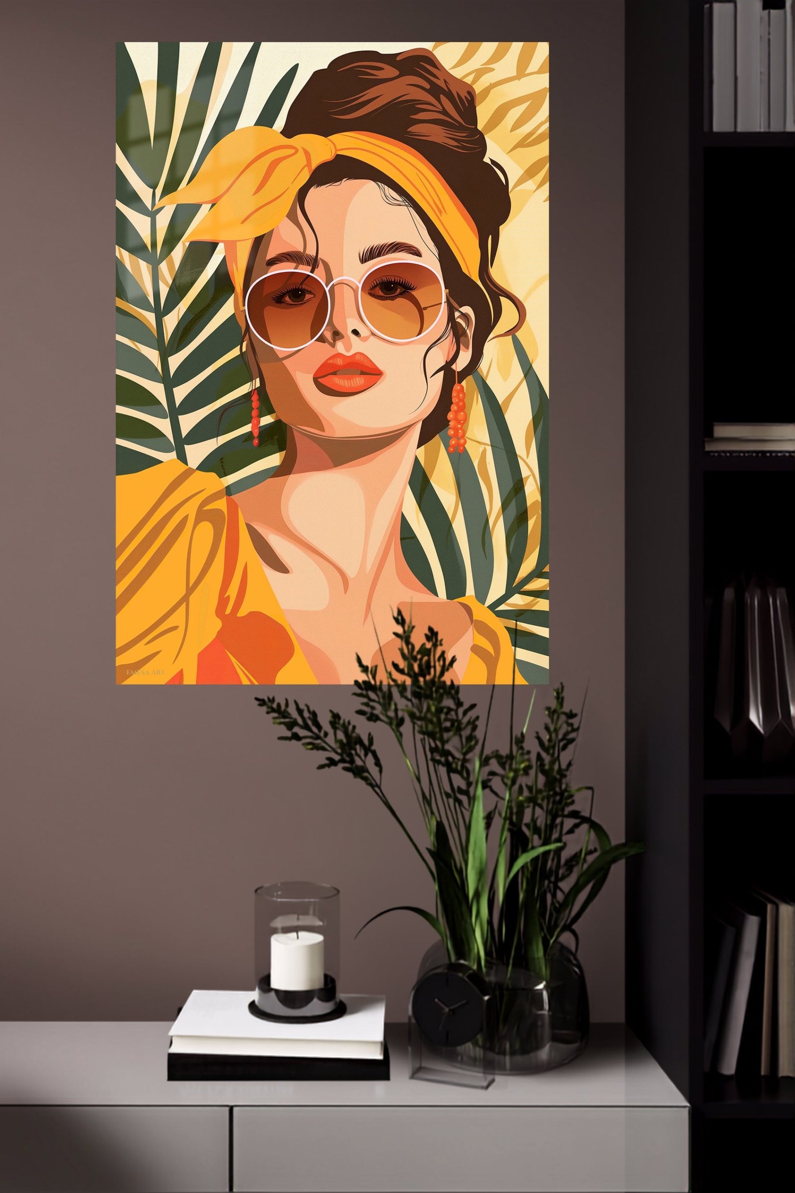 Tropical Muse In Amber metal wall art print, view 4