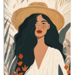 Sun Hat Botanical Muse metal wall art print
