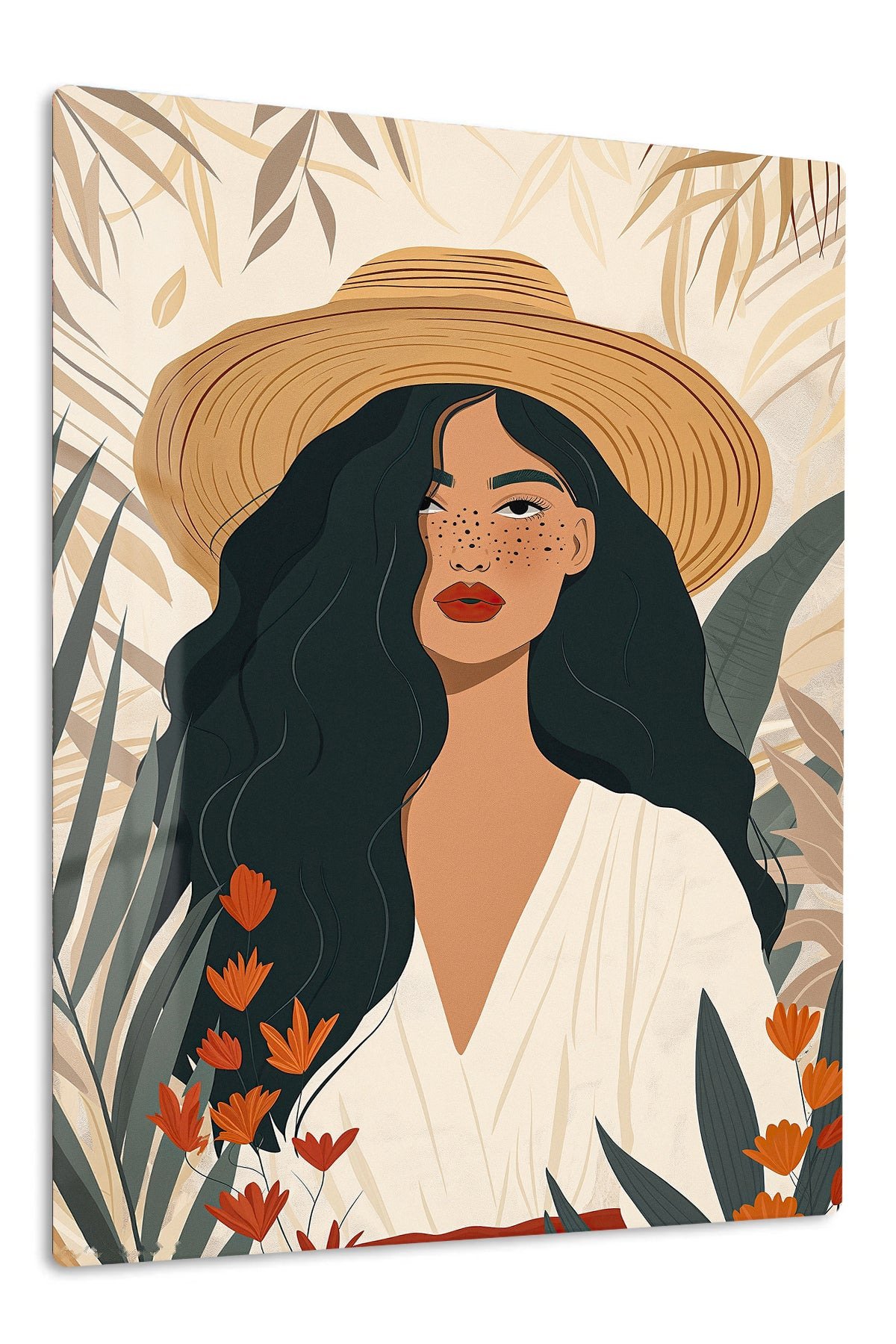 Sun Hat Botanical Muse metal wall art print