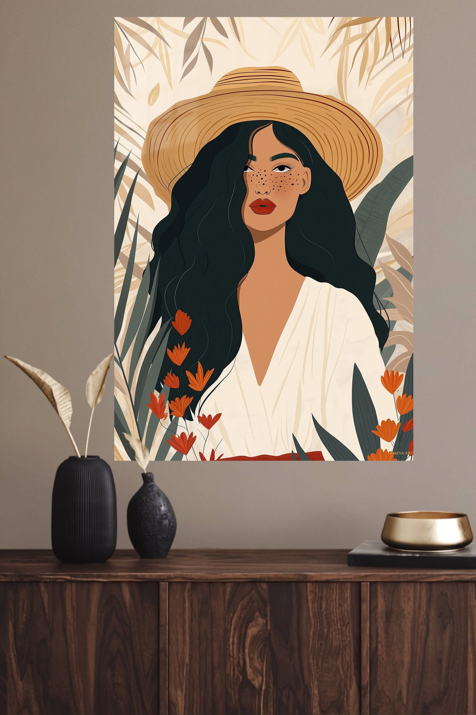 Sun Hat Botanical Muse metal wall art print, view 4