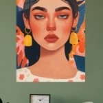 Floral Portrait With Golden Tassels metal wall art print, view 4
