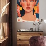 Floral Portrait With Golden Tassels metal wall art print, view 5