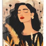 Serene Woman Among Wildflowers metal wall art print