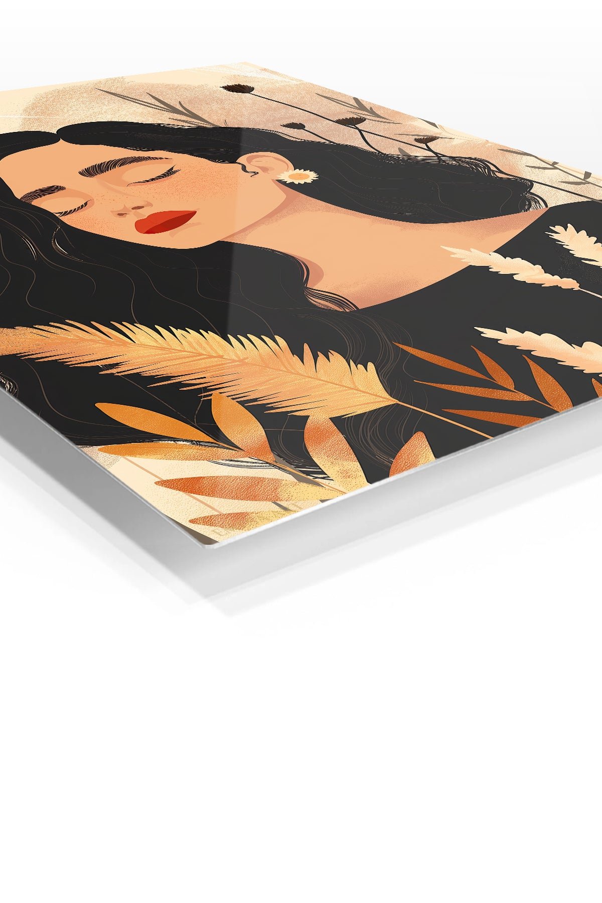Serene Woman Among Wildflowers metal wall art print, view 2