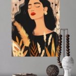 Serene Woman Among Wildflowers metal wall art print, view 4