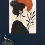 Terracotta Sun Portrait metal wall art print, view 4
