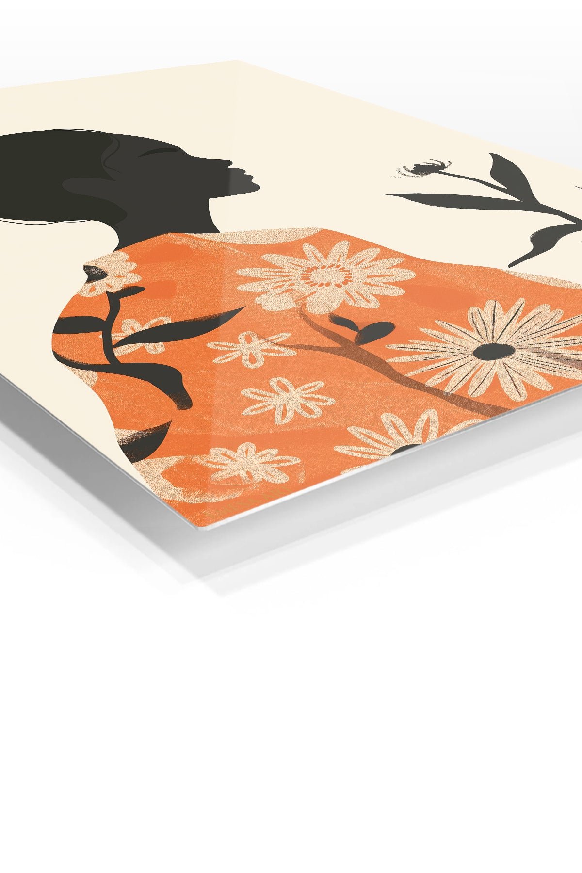 Floral Silhouette in Terracotta metal wall art print, view 2