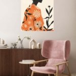 Floral Silhouette in Terracotta metal wall art print, view 5