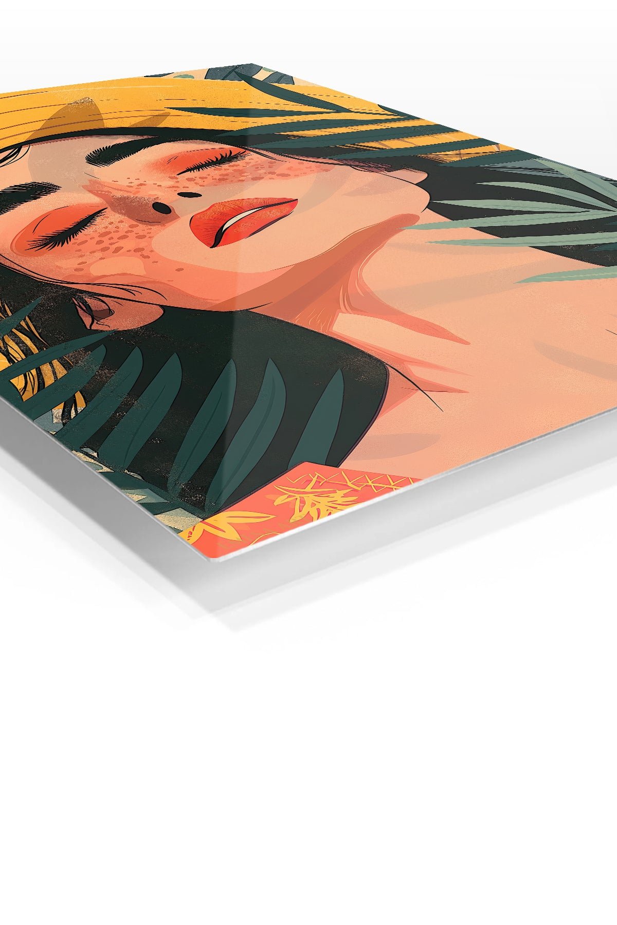 Tropical Sunhat Portrait metal wall art print, view 2