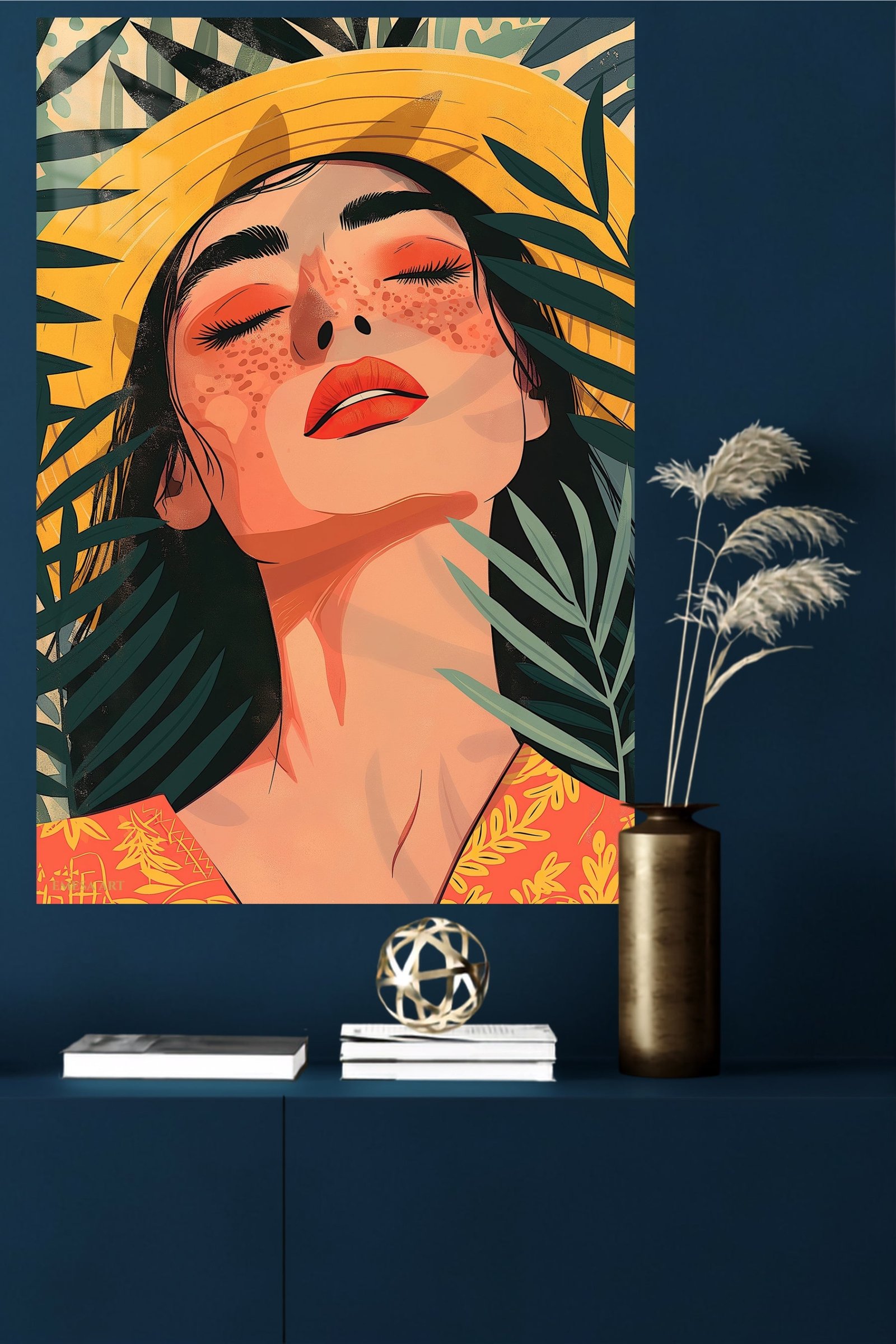 Tropical Sunhat Portrait metal wall art print, view 4
