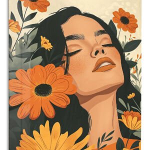 Sunflower Reverie Portrait metal wall art print