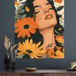 Sunflower Reverie Portrait metal wall art print, view 4