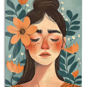 Floral Reverie Portrait metal wall art print