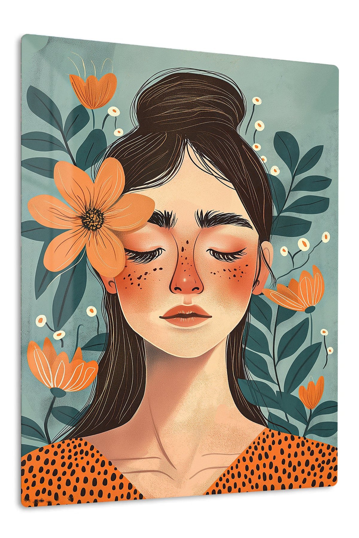 Floral Reverie Portrait metal wall art print