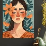 Floral Reverie Portrait metal wall art print, view 4