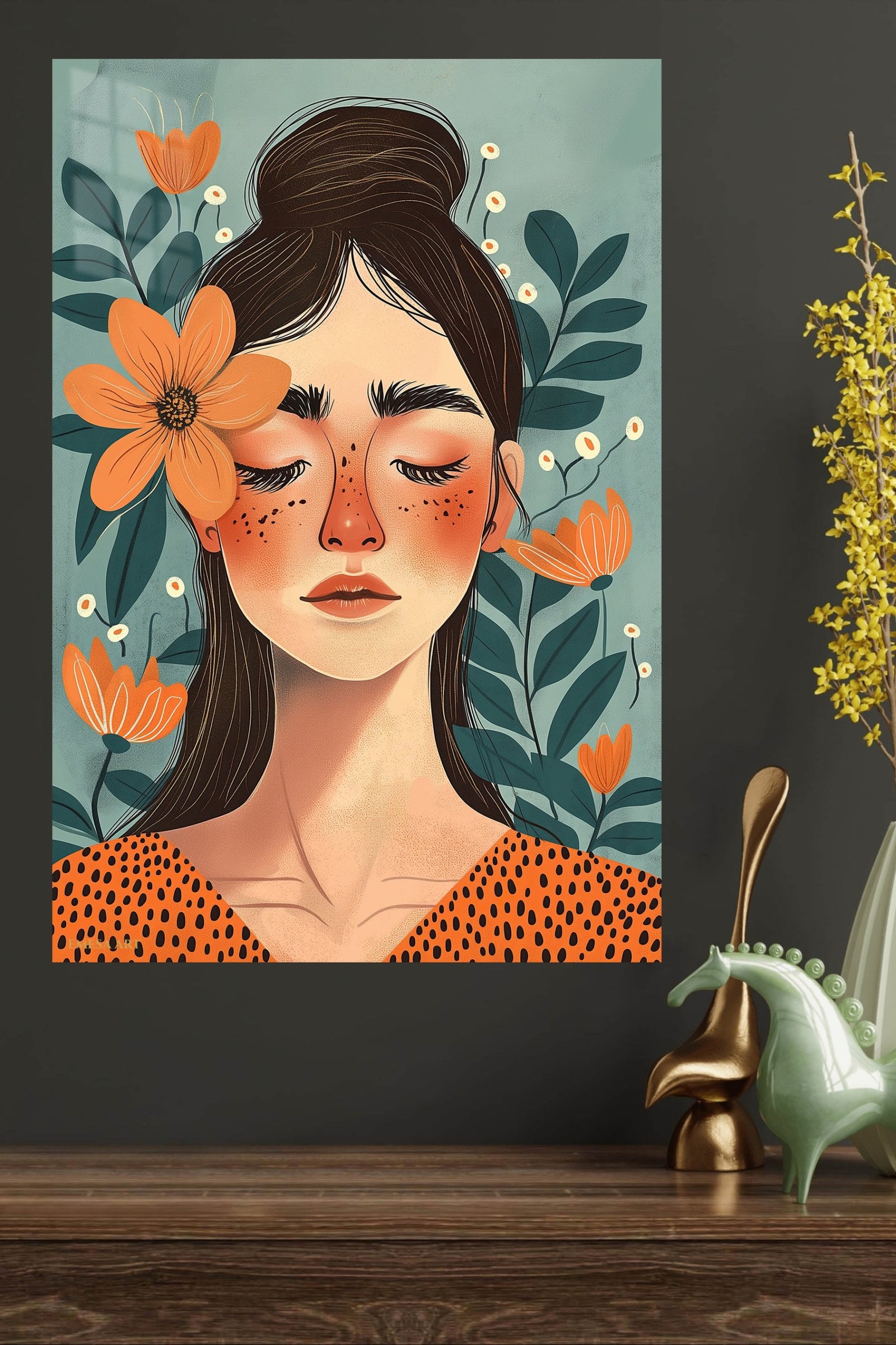 Floral Reverie Portrait metal wall art print, view 4