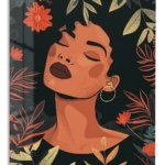 Tropical Floral Portrait metal wall art print
