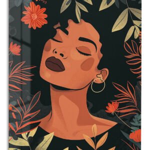Tropical Floral Portrait metal wall art print