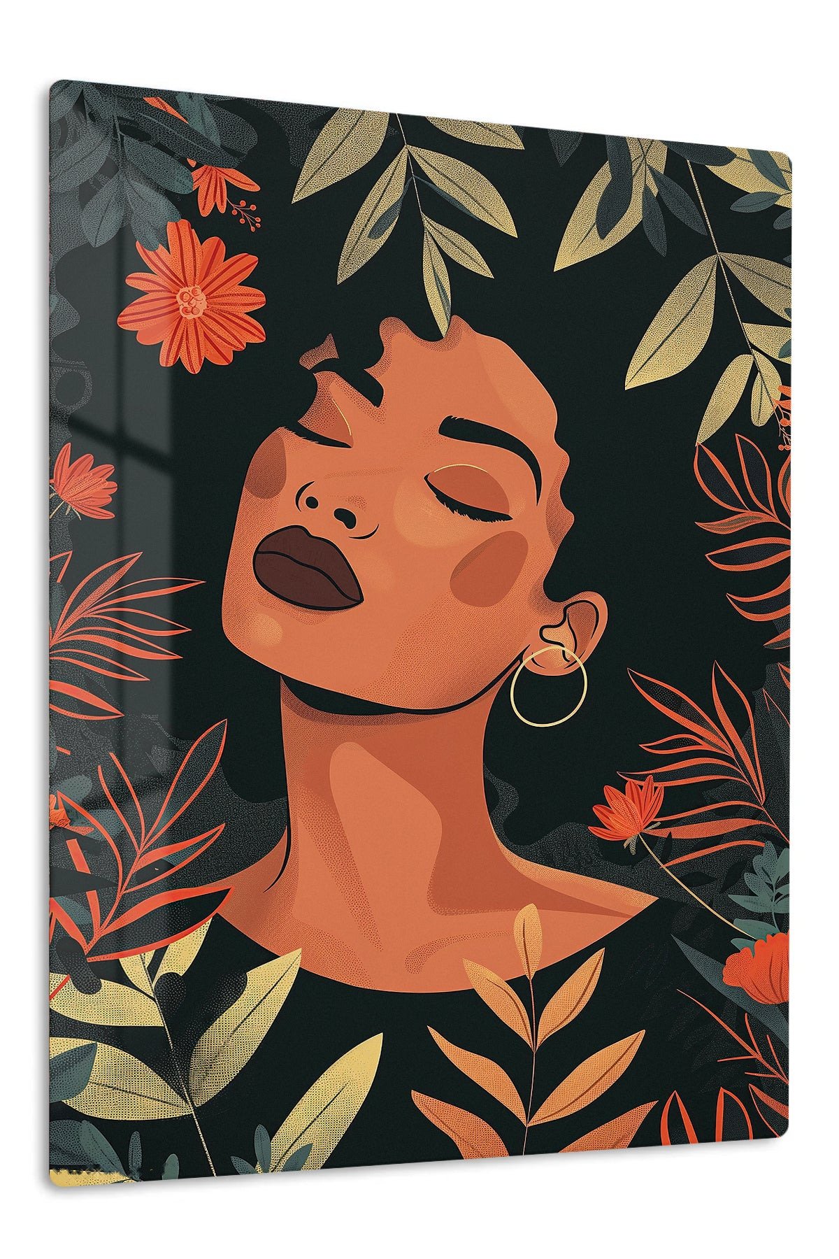 Tropical Floral Portrait metal wall art print