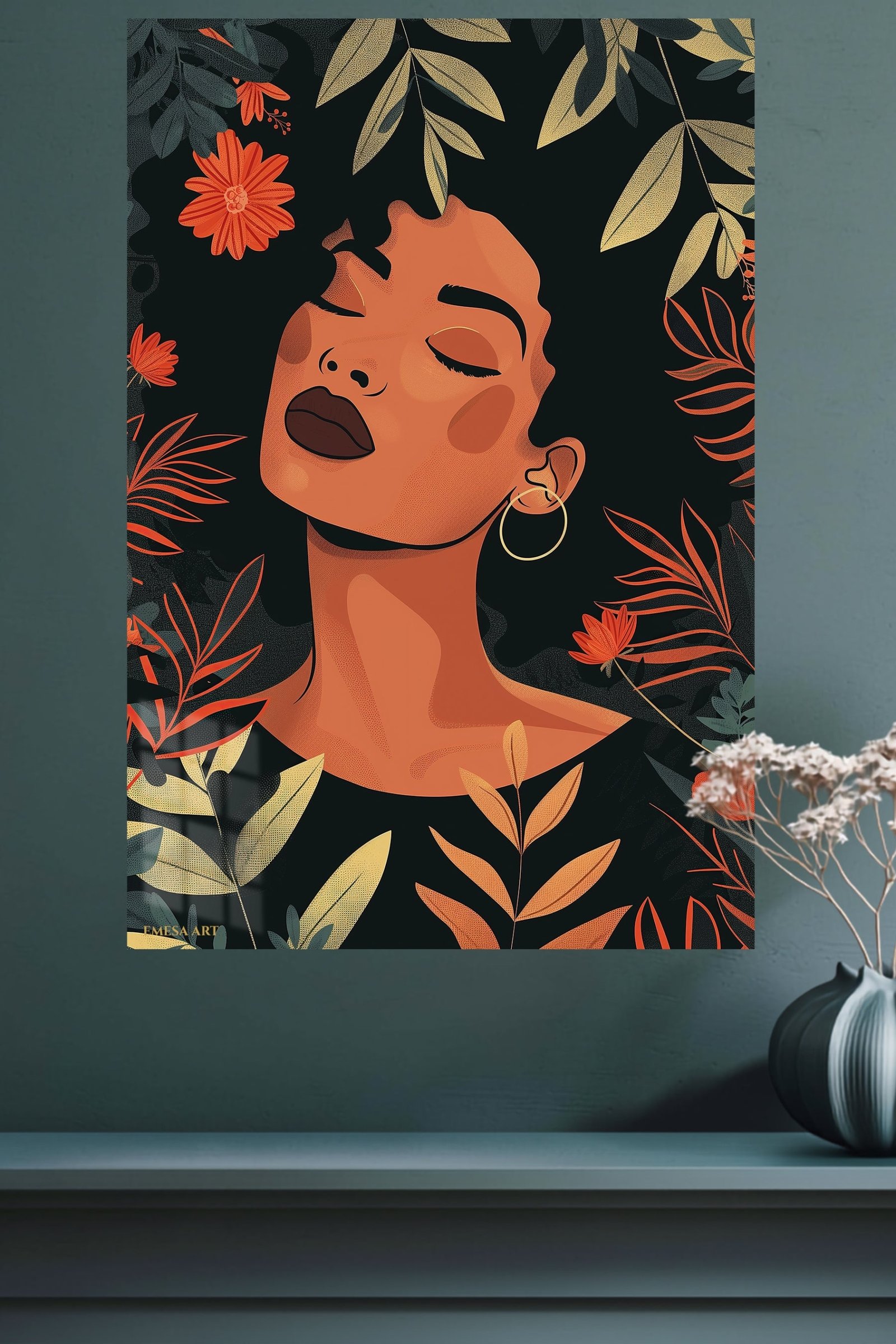 Tropical Floral Portrait metal wall art print, view 4
