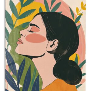 Botanical Profile in Warm Sunset metal wall art print