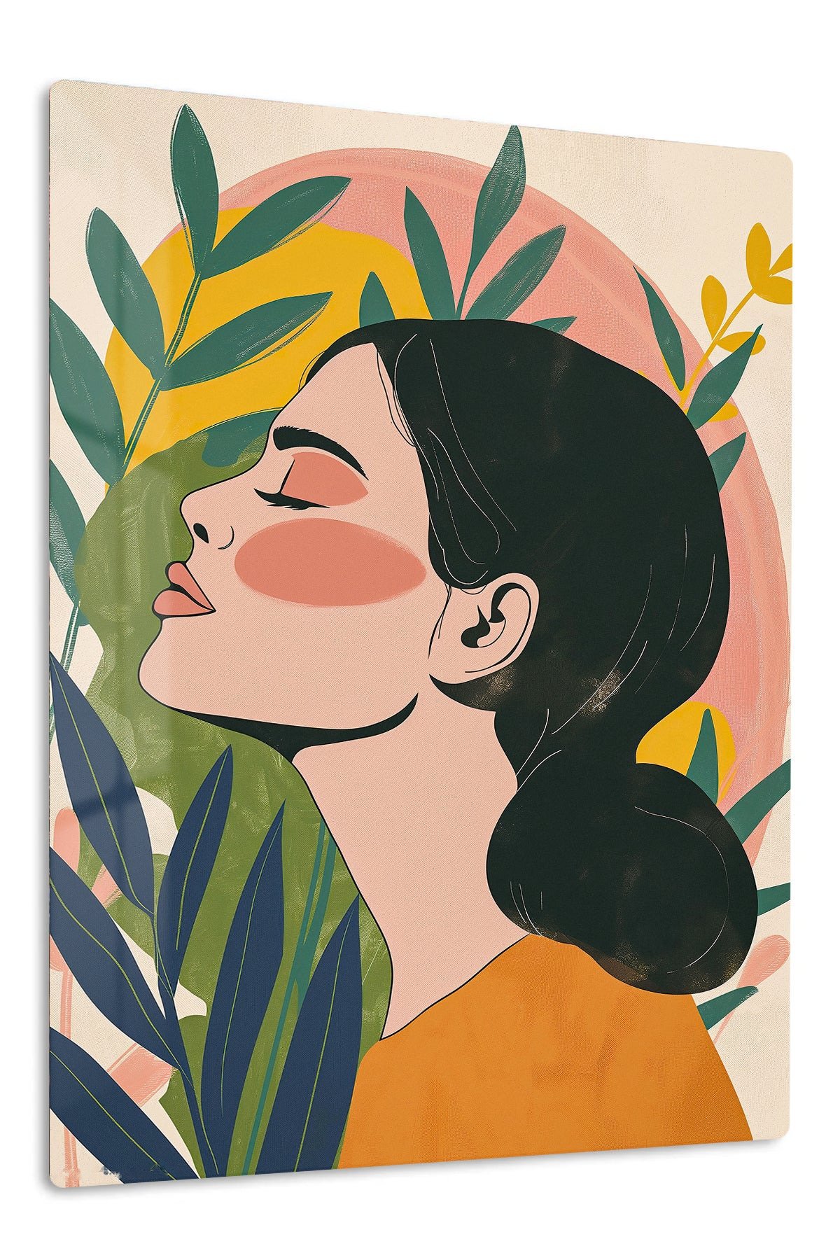 Botanical Profile in Warm Sunset metal wall art print