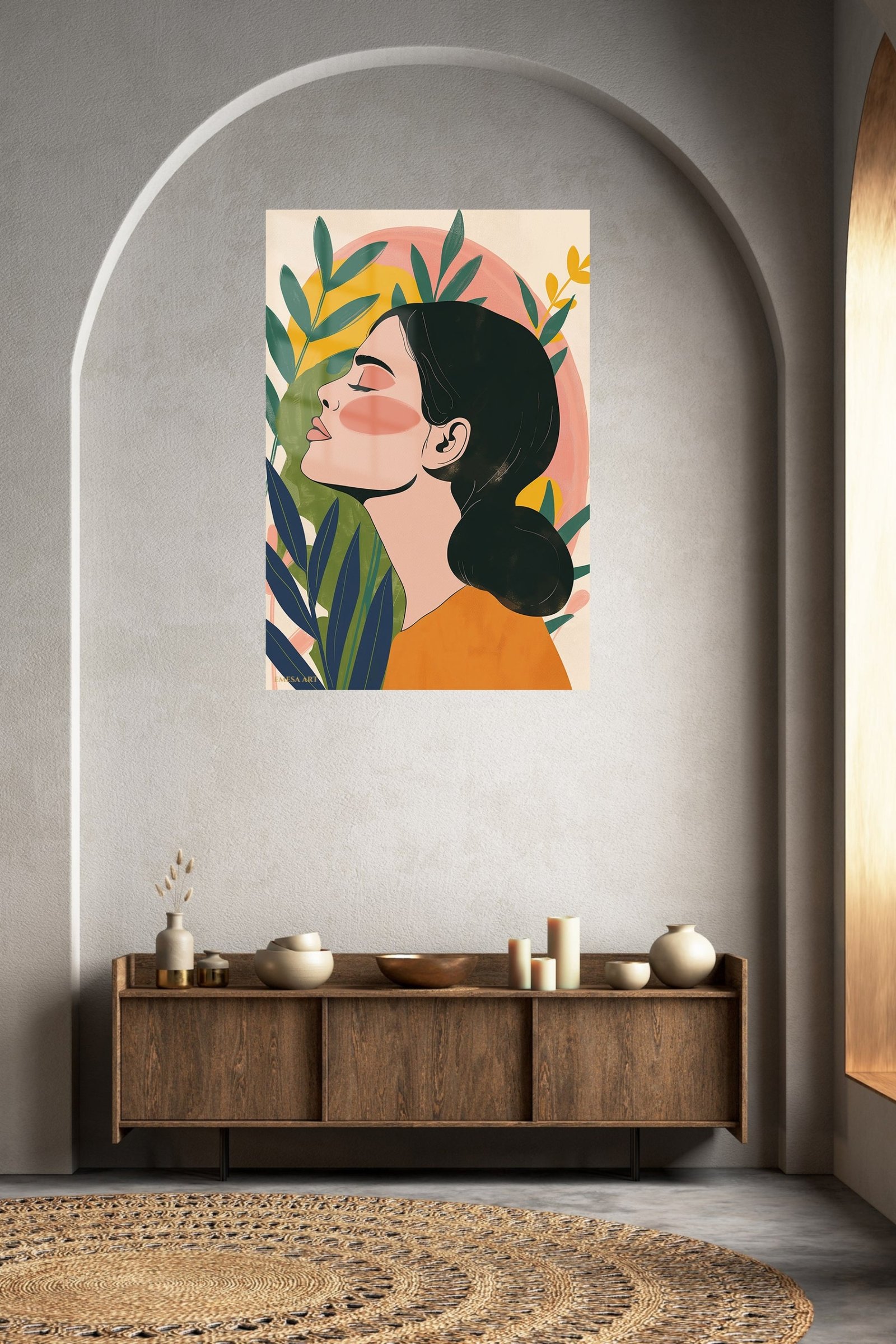Botanical Profile in Warm Sunset metal wall art print, view 5