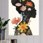 Wildflower Woman Silhouette metal wall art print, view 4