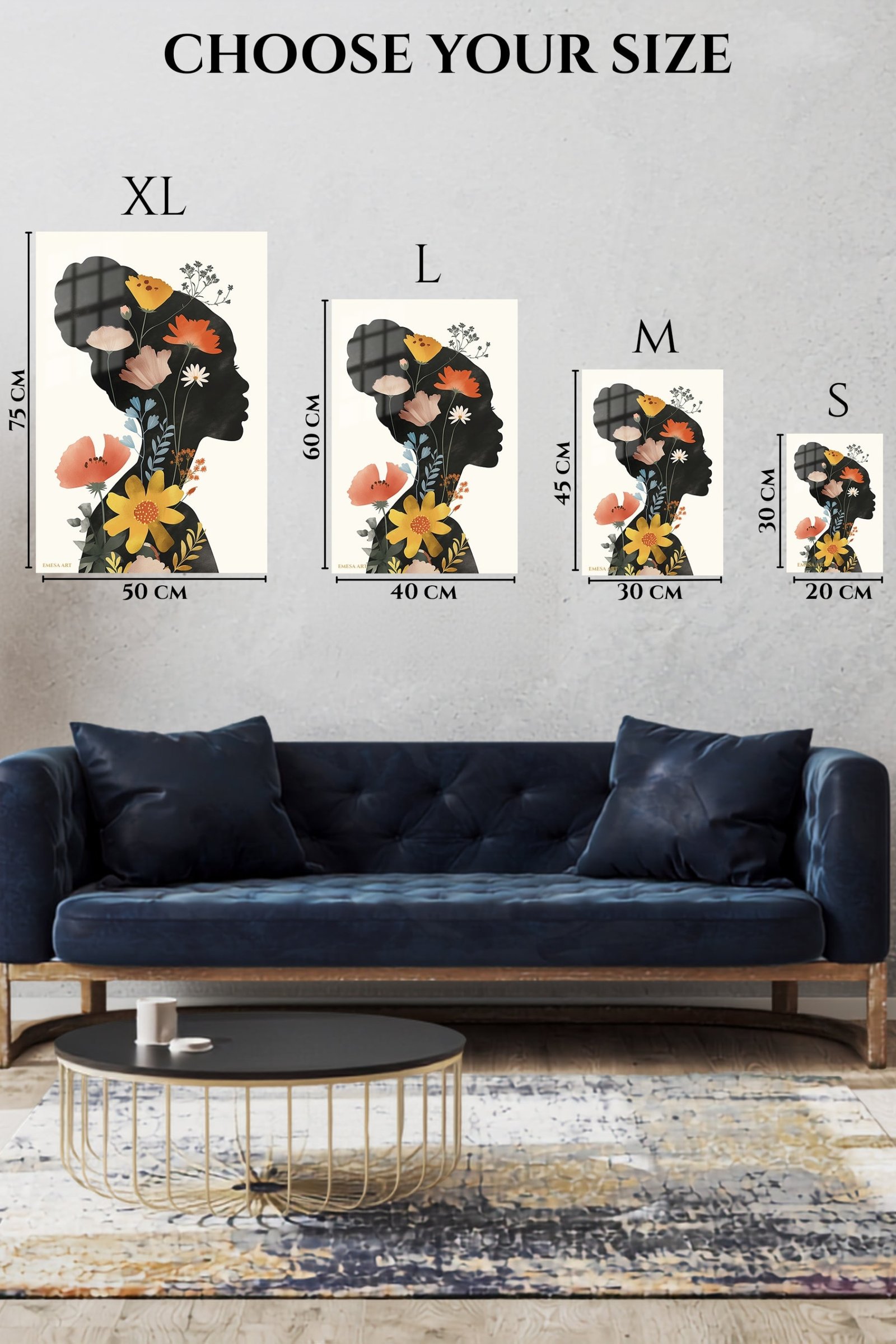 Wildflower Woman Silhouette metal wall art print, view 6