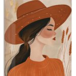 Terracotta Hat Portrait metal wall art print