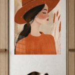 Terracotta Hat Portrait metal wall art print, view 4