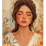 Serene Floral Muse metal wall art print