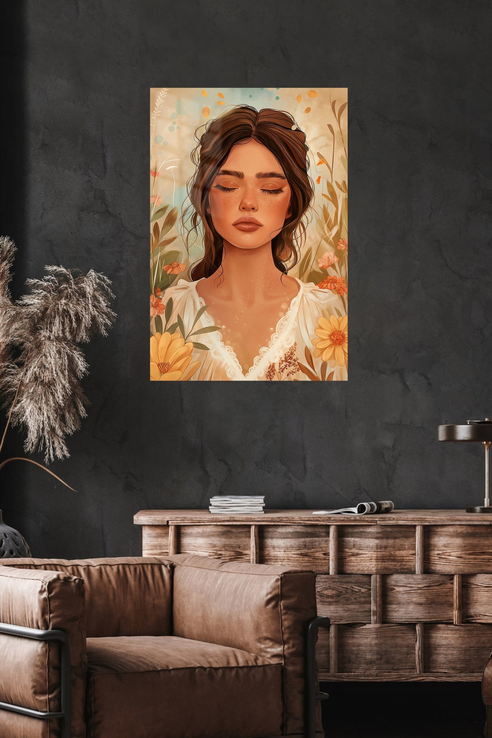 Serene Floral Muse metal wall art print, view 4