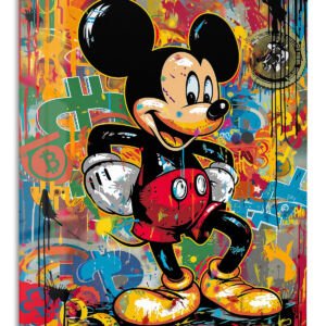 Graffiti Cartoon Mouse metal wall art print