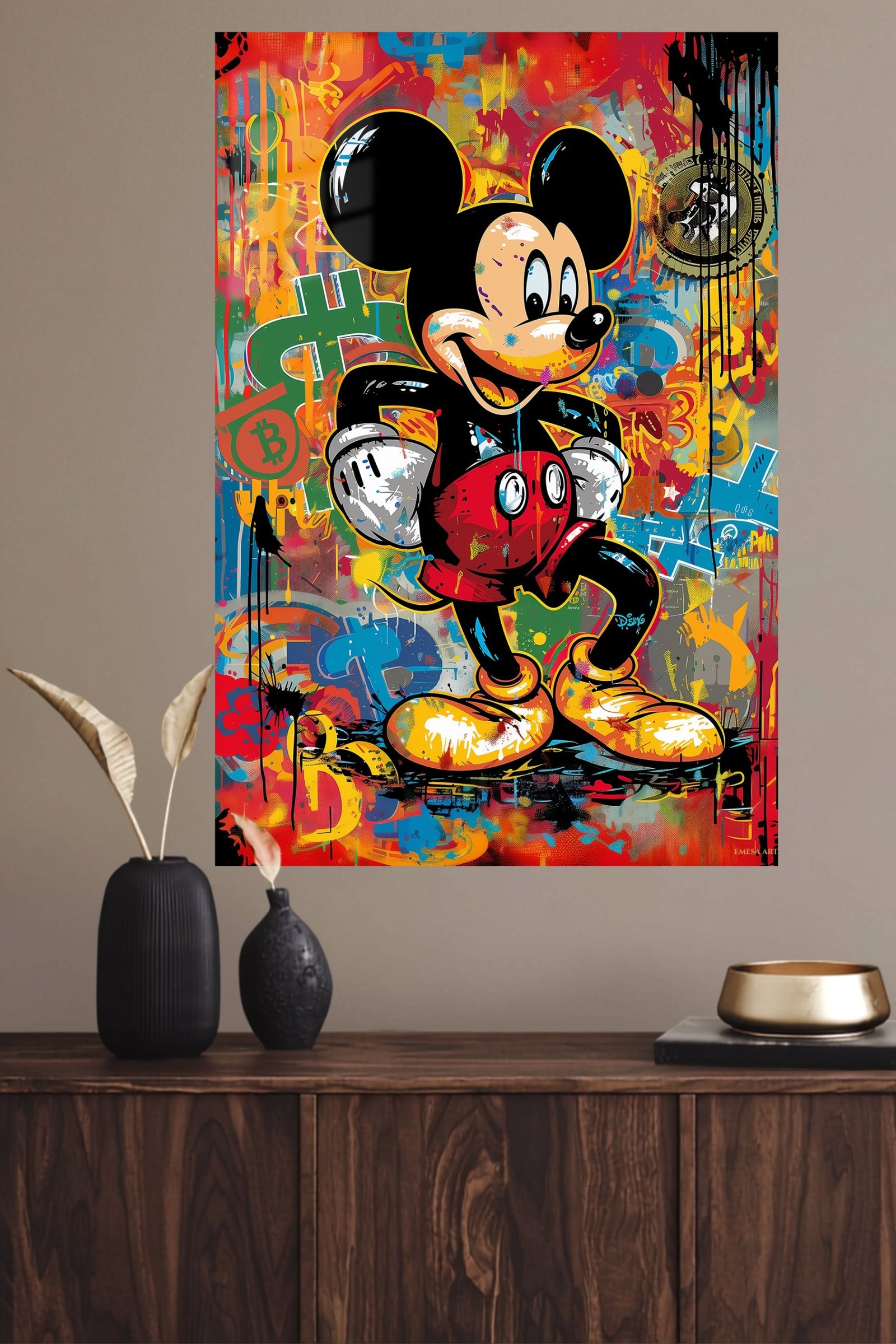 Graffiti Cartoon Mouse metal wall art print, view 4
